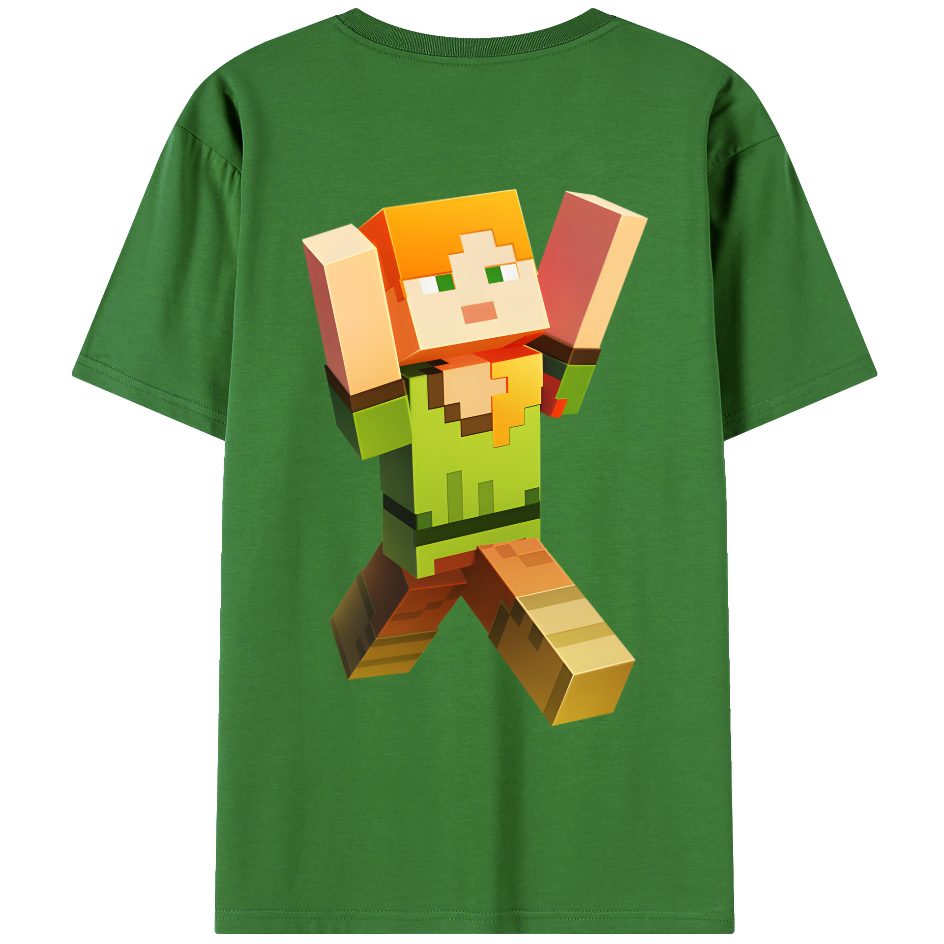 （画像用） マインクラフト ブロックの世界 Minecraft MC Block world レディース半袖Tシャツ(バックプリント)